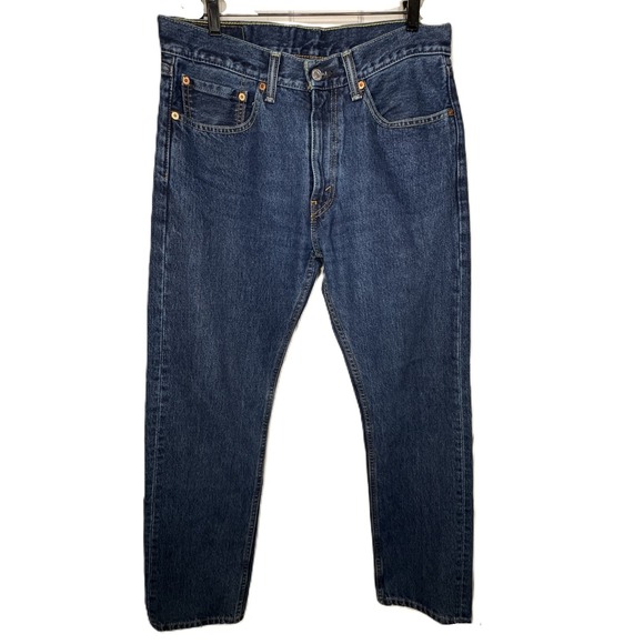 Levi's Other - Levis 505 Regular Fit Straight Leg Jeans Mens 32x32 Dark Wash Blue Denim Grunge